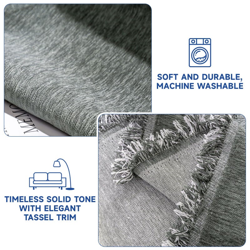 VC Life VClife Couch Covers for Sofa  Non Slip Sofa Covers for Dog Washable Couch Covers for 2 Cushion Couch Sofa with Tassel  Pet Sectional Sofa Covers Chenille Furniture Protector  Dark Gray  71""x118"" - Image 5